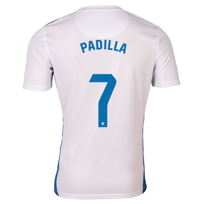 ילדים כדורגל Jorge Padilla #7 לבן כחול ג'רזי ביתית 2025/26