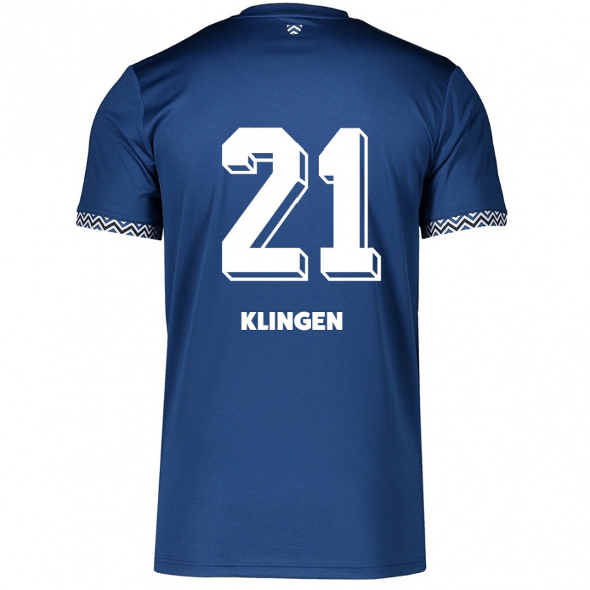 ילדים כדורגל Emelie Klingen #21 כחול נייבי לבן ג'רזי ביתית 2025/26