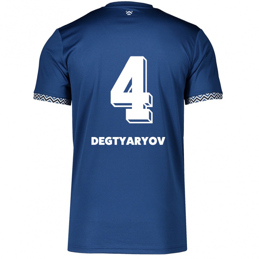 ילדים כדורגל Volodymyr Degtyaryov #4 כחול נייבי לבן ג'רזי ביתית 2025/26
