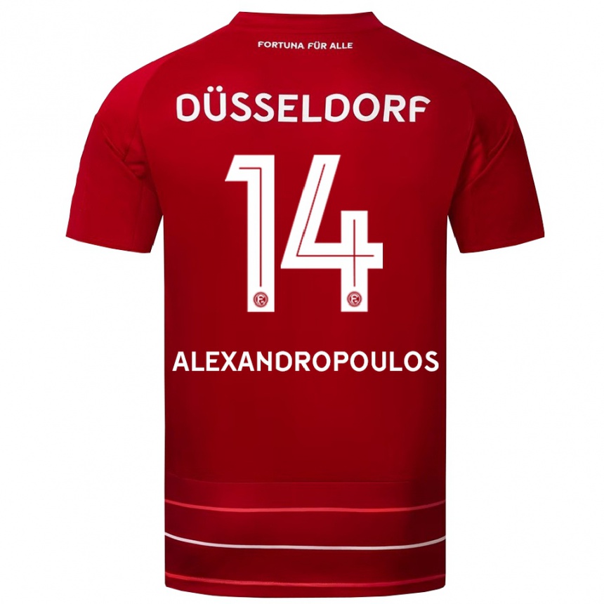 ילדים כדורגל סוטיריס אלכסנדרופולוס #14 אדום לבן ג'רזי ביתית 2025/26