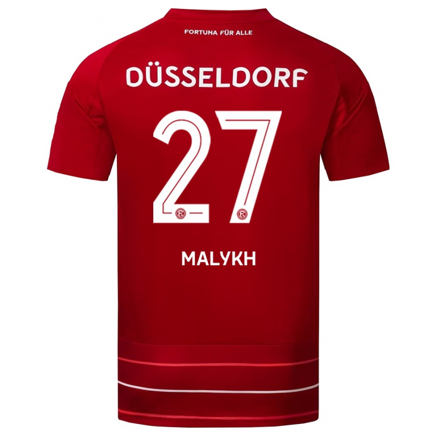 ילדים כדורגל Tymofiy Malykh #27 אדום לבן ג'רזי ביתית 2025/26