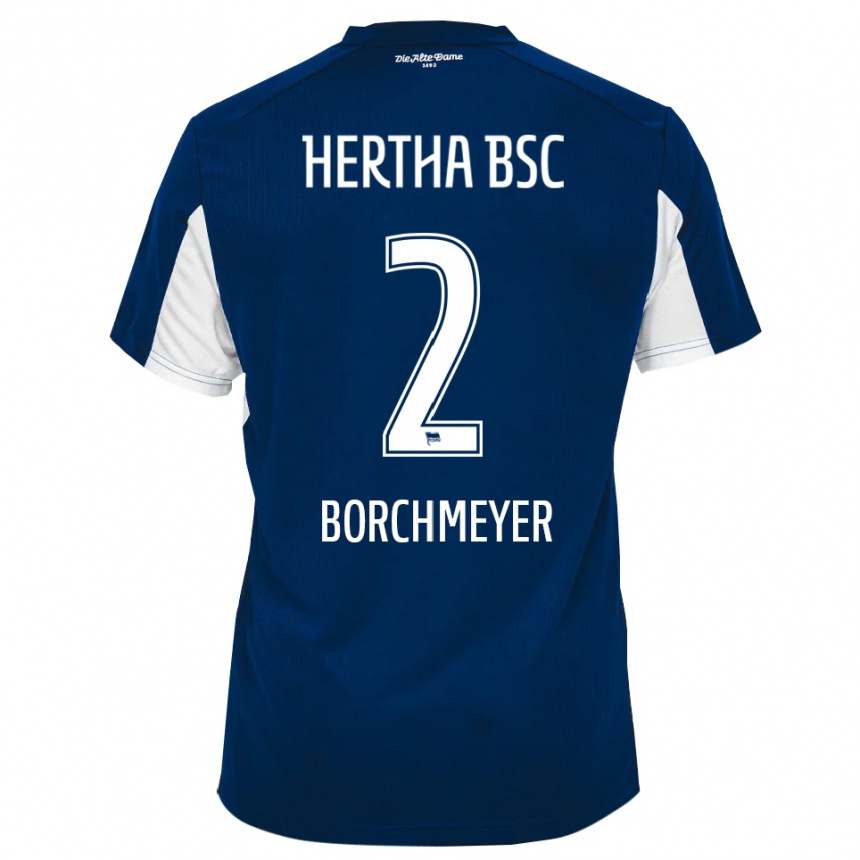 ילדים כדורגל Ronja Borchmeyer #2 לבן כחול ג'רזי ביתית 2025/26