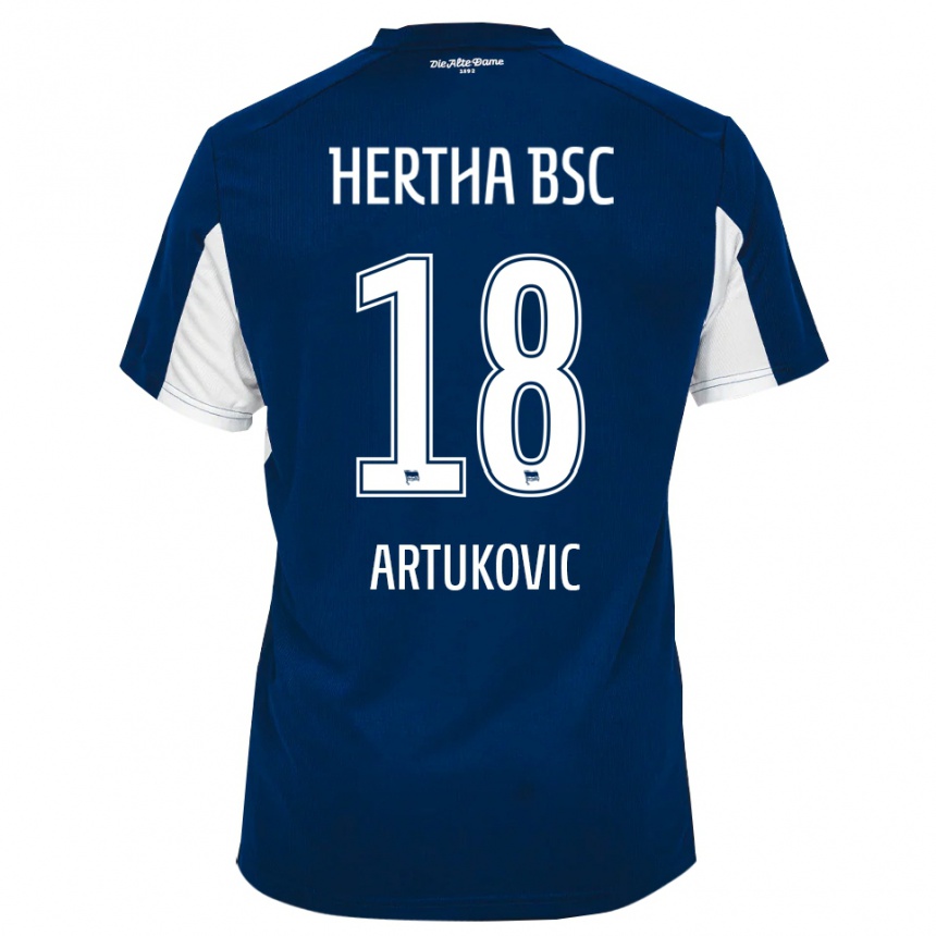 ילדים כדורגל Ardian Artukovic #18 לבן כחול ג'רזי ביתית 2025/26