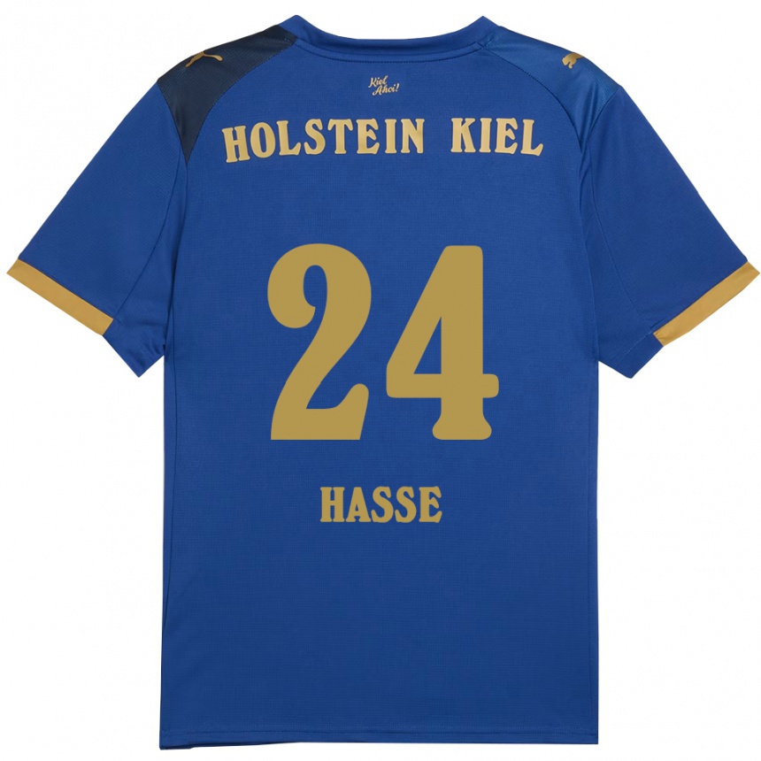 ילדים כדורגל Kira Hasse #24 כחול זהב ג'רזי ביתית 2025/26