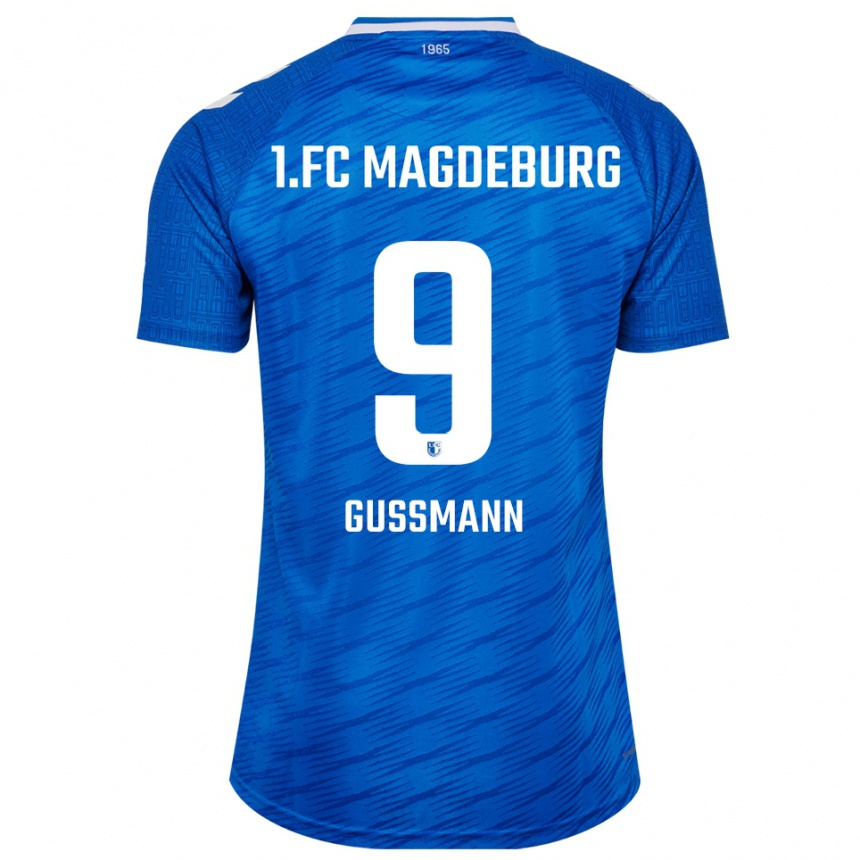 ילדים כדורגל Jaden Gussmann #9 כחול לבן ג'רזי ביתית 2025/26