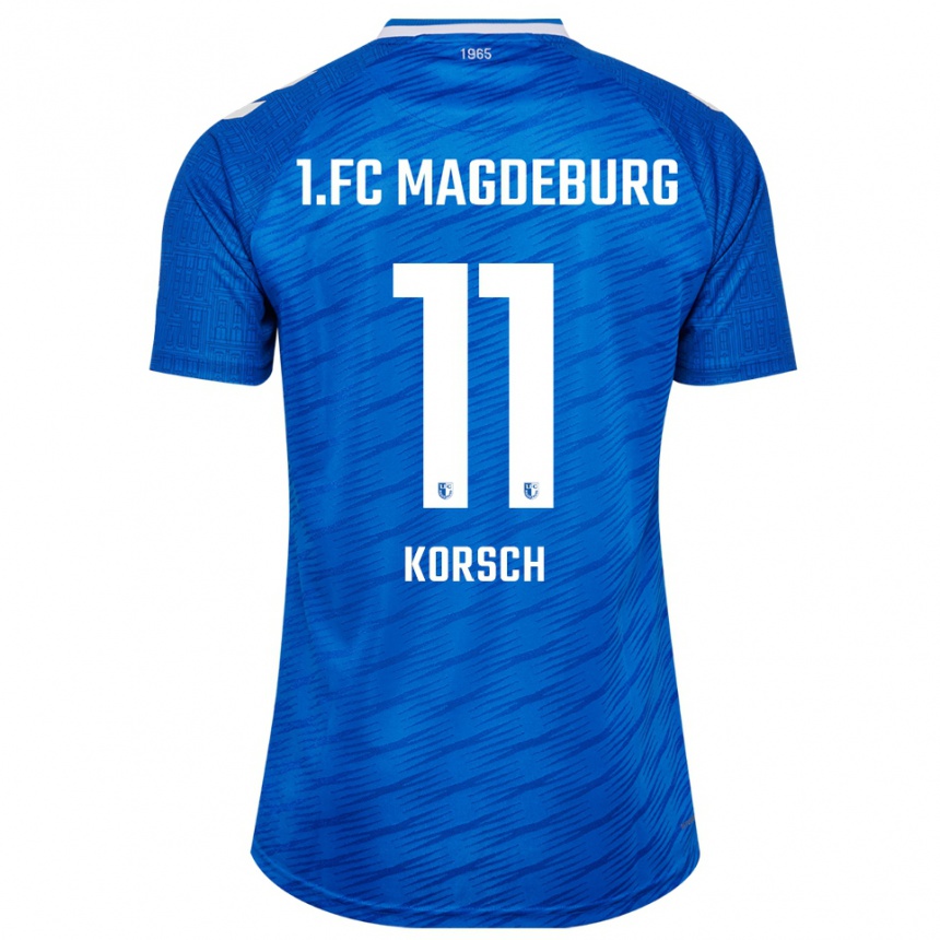 ילדים כדורגל Stefan Korsch #11 כחול לבן ג'רזי ביתית 2025/26