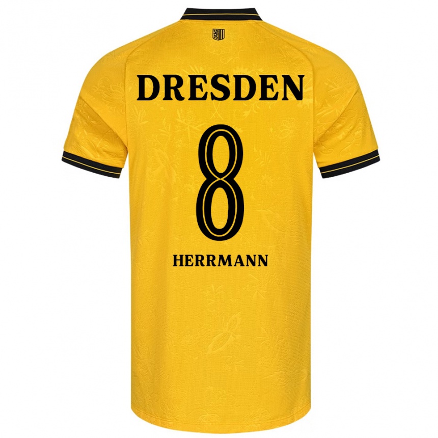 ילדים כדורגל לוקה הרמן #8 צהוב שחור ג'רזי ביתית 2025/26