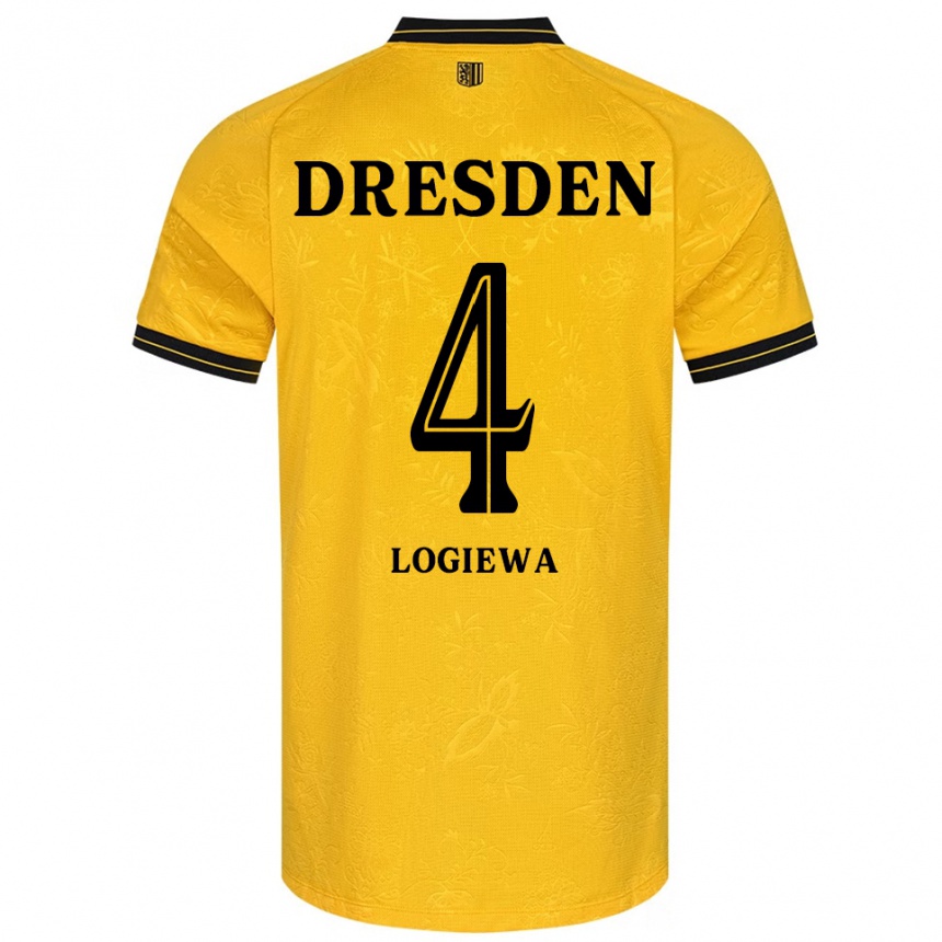 ילדים כדורגל Luca Logiewa #4 צהוב שחור ג'רזי ביתית 2025/26