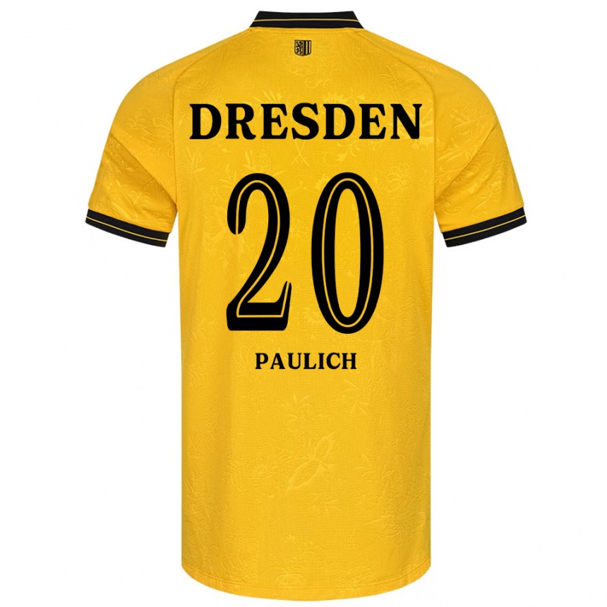 ילדים כדורגל מוריס פאוליך #20 צהוב שחור ג'רזי ביתית 2025/26