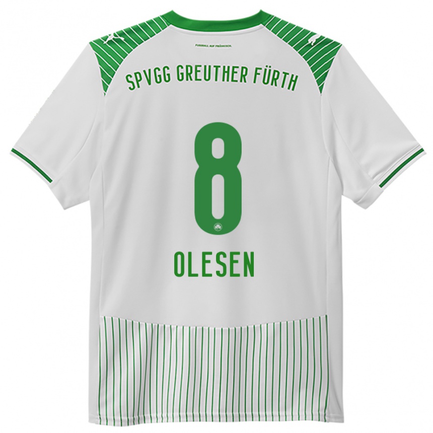 ילדים כדורגל מתיאס אולסן #8 לבן ירוק ג'רזי ביתית 2025/26
