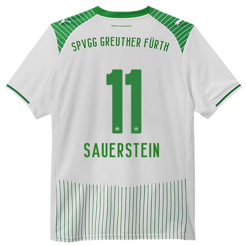 ילדים כדורגל Toni Sauerstein #11 לבן ירוק ג'רזי ביתית 2025/26