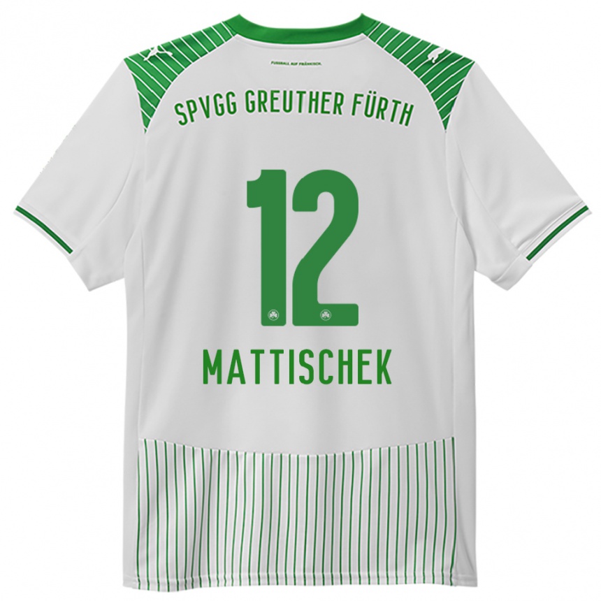 ילדים כדורגל Jakob Mattischek #12 לבן ירוק ג'רזי ביתית 2025/26