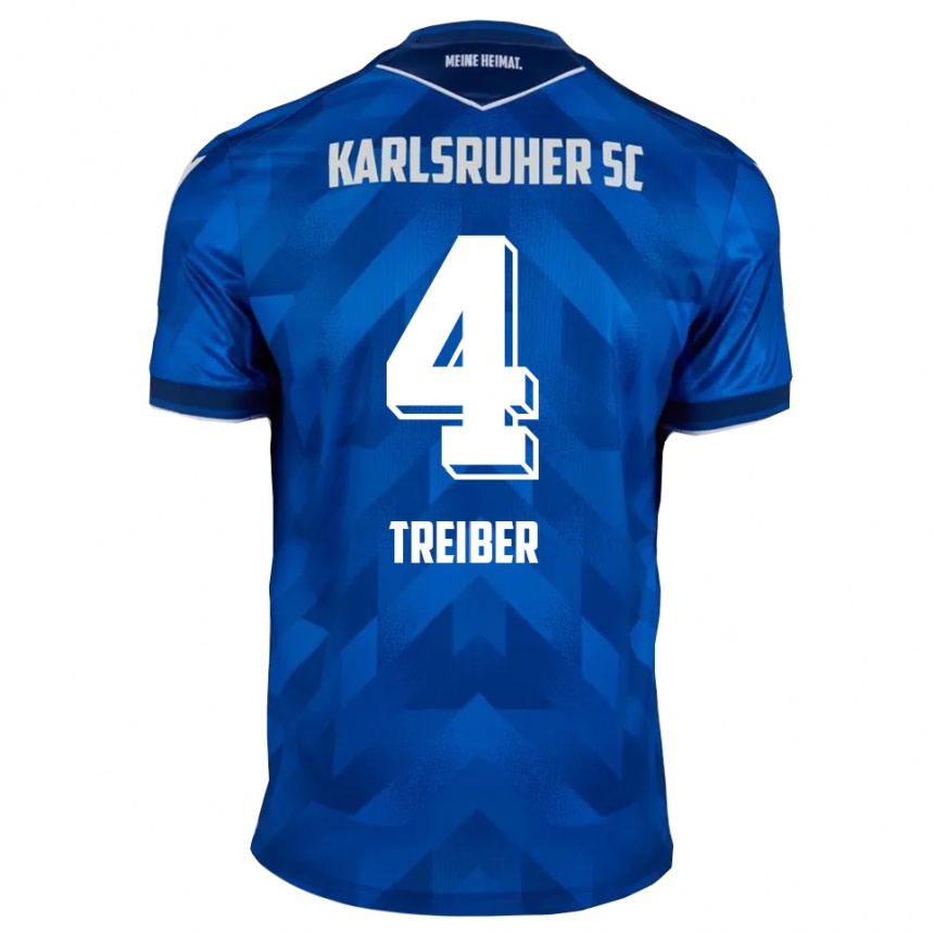 ילדים כדורגל Jannik Treiber #4 כחול לבן ג'רזי ביתית 2025/26