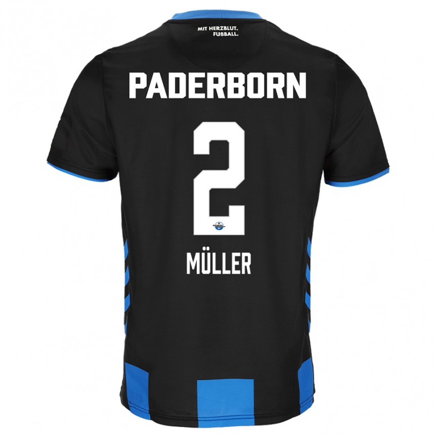 ילדים כדורגל Ruben Müller #2 שחור כחול ג'רזי ביתית 2025/26