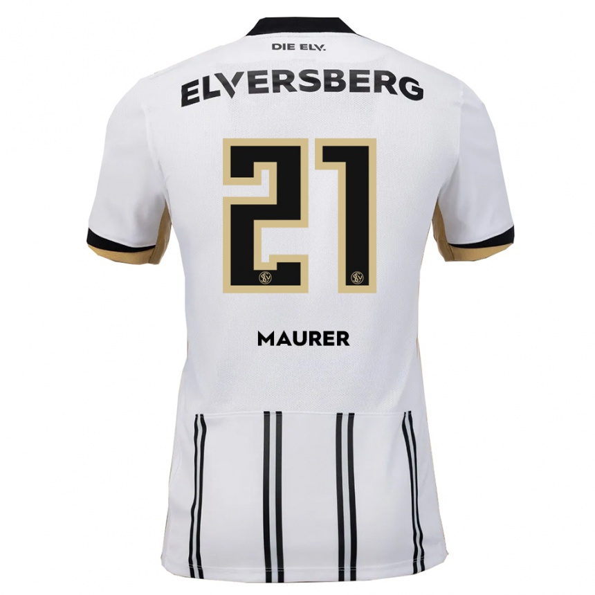 ילדים כדורגל Kine Maurer #21 לבן שחור ג'רזי ביתית 2025/26