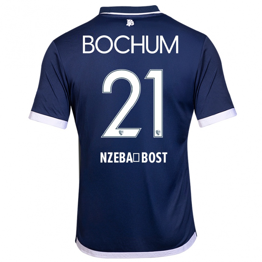 ילדים כדורגל Jan Nzeba-Bost #21 כחול נייבי לבן ג'רזי ביתית 2025/26