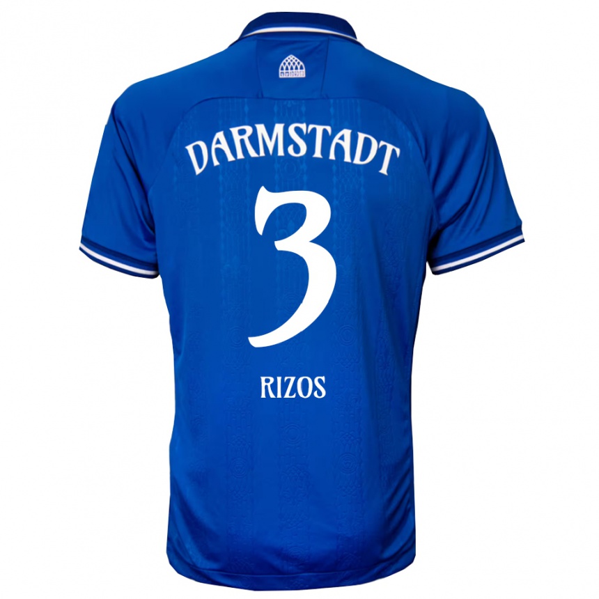 ילדים כדורגל A. Rizos #3 כחול לבן ג'רזי ביתית 2025/26