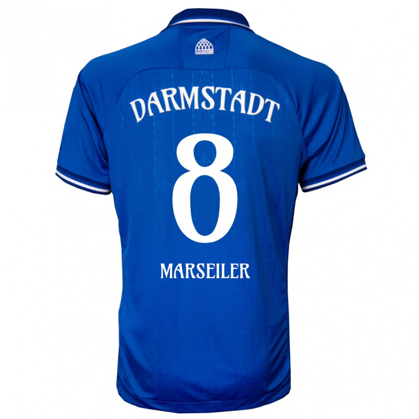 ילדים כדורגל Luca Marseiler #8 כחול לבן ג'רזי ביתית 2025/26