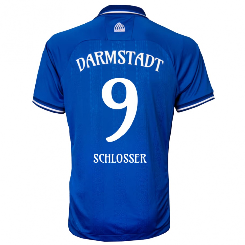 ילדים כדורגל Mika Schlosser #9 כחול לבן ג'רזי ביתית 2025/26