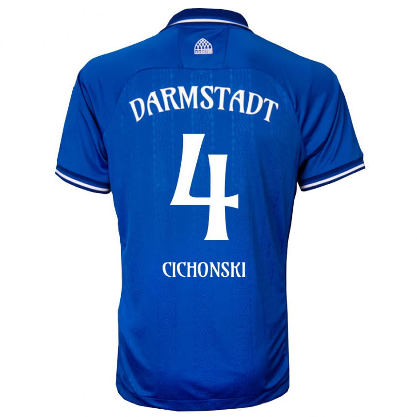 ילדים כדורגל Florian Cichonski #4 כחול לבן ג'רזי ביתית 2025/26