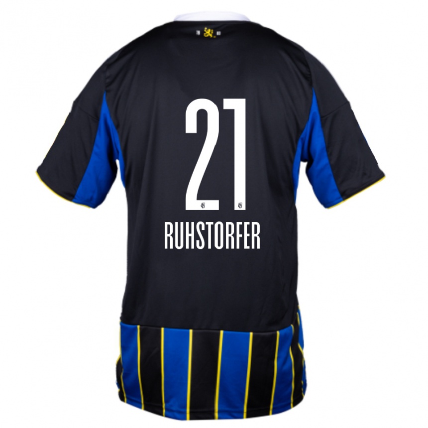 ילדים כדורגל Kimberly Ruhstorfer #21 כחול שחור צהוב ג'רזי ביתית 2025/26