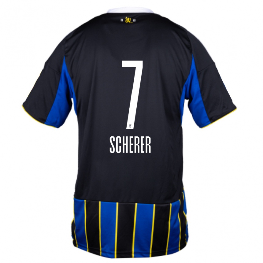 ילדים כדורגל Tim Scherer #7 כחול שחור צהוב ג'רזי ביתית 2025/26