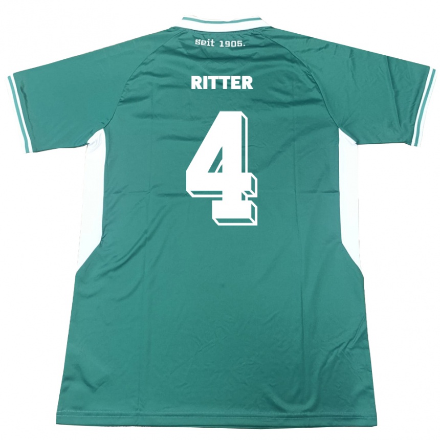 ילדים כדורגל David Ritter #4 ירוק לבן ג'רזי ביתית 2025/26