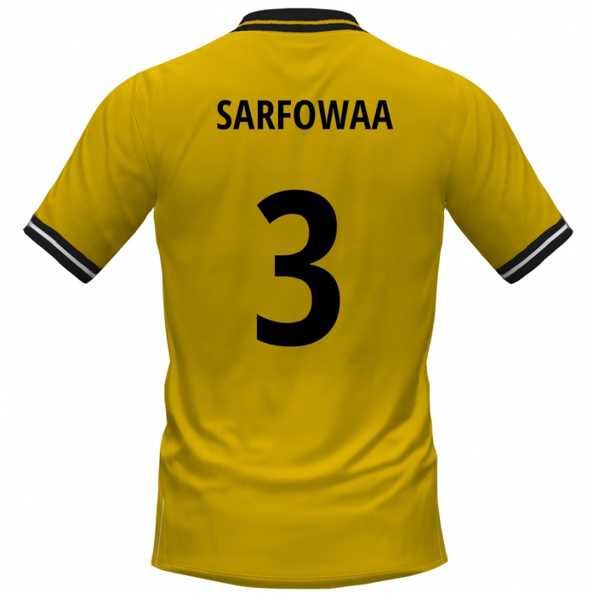 ילדים כדורגל Christian Sarfowaa #3 צהוב שחור ג'רזי ביתית 2025/26