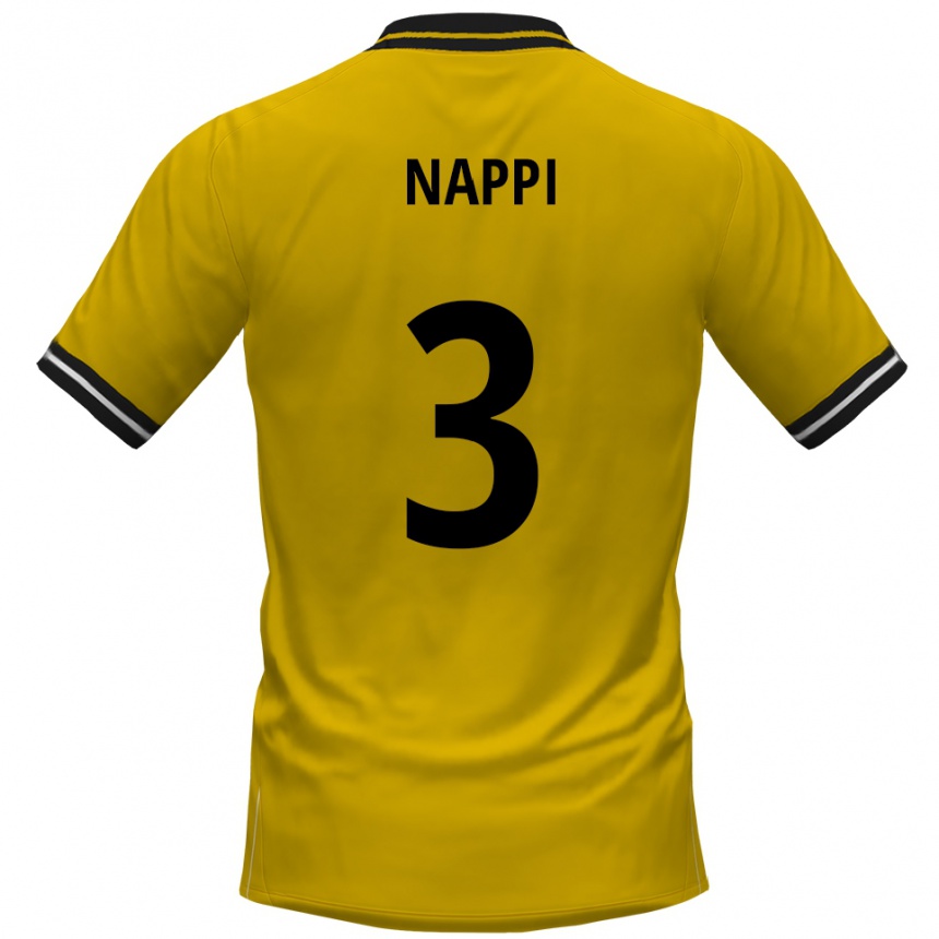 ילדים כדורגל יוהאן דאומי נאפי #3 צהוב שחור ג'רזי ביתית 2025/26