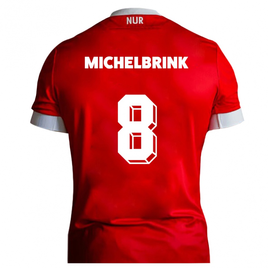 ילדים כדורגל לוקאס מיכלברינק #8 אדום לבן ג'רזי ביתית 2025/26