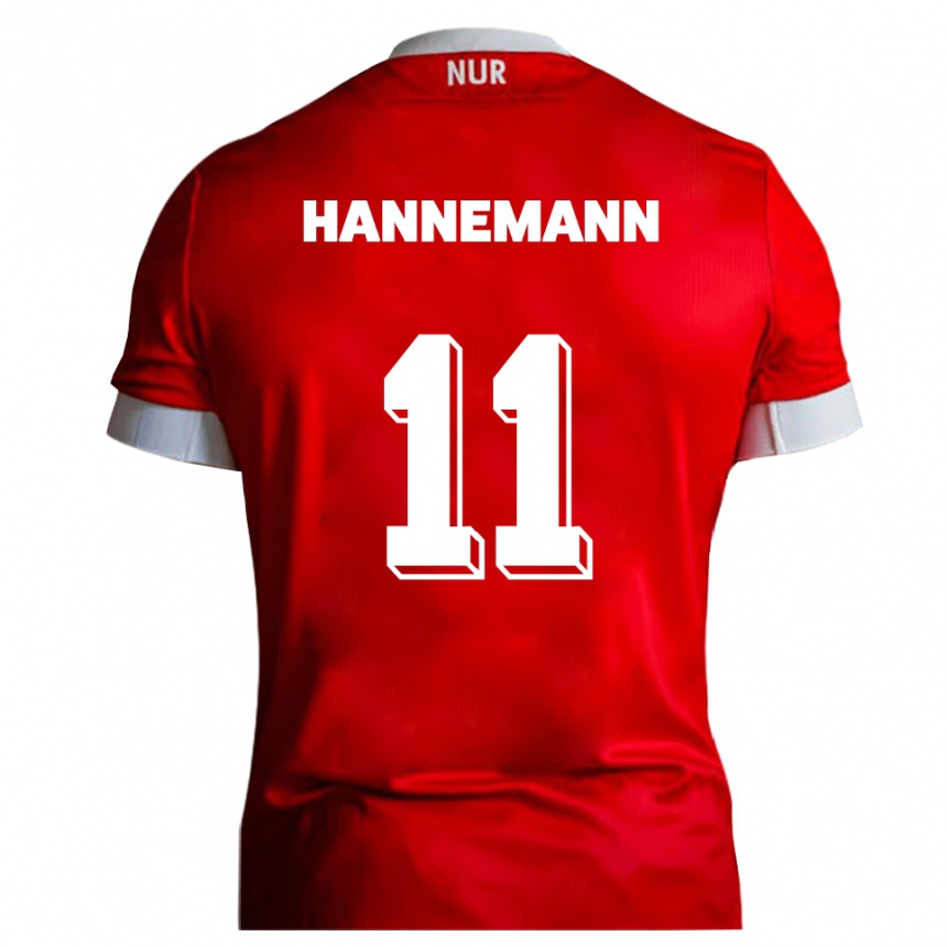 ילדים כדורגל מוריץ האנמן #11 אדום לבן ג'רזי ביתית 2025/26