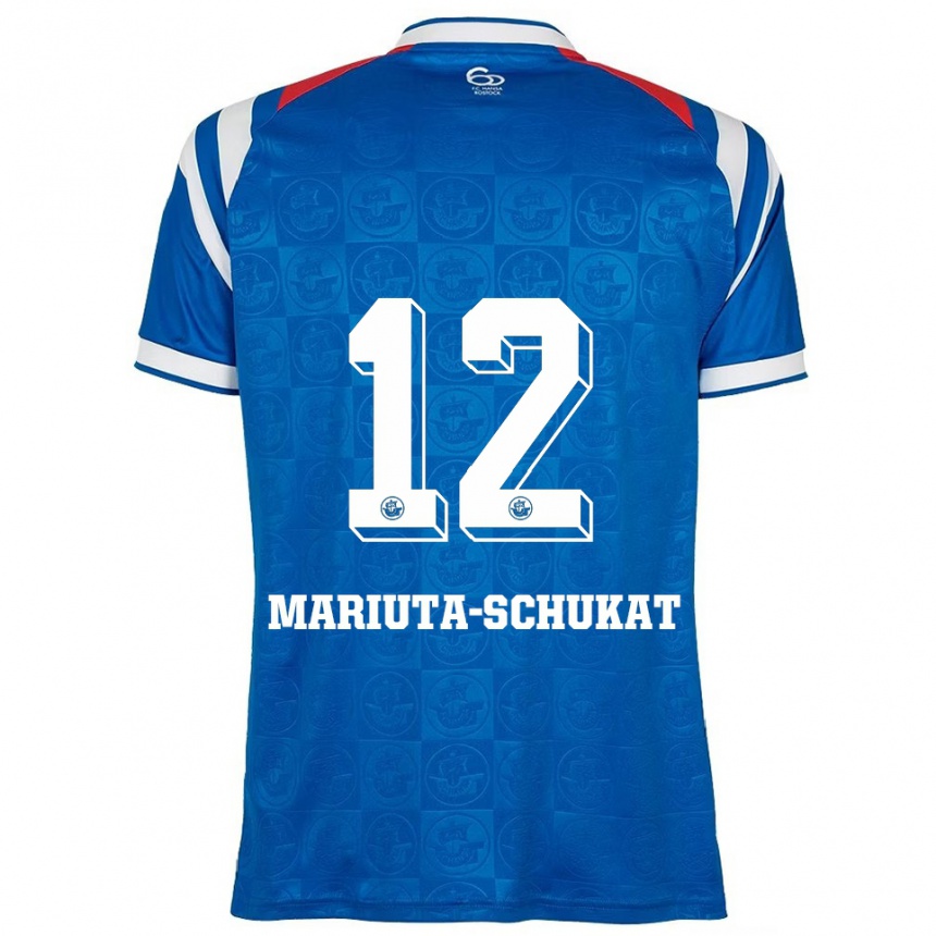 ילדים כדורגל Lara Mariuta-Schukat #12 כחול לבן אדום ג'רזי ביתית 2025/26