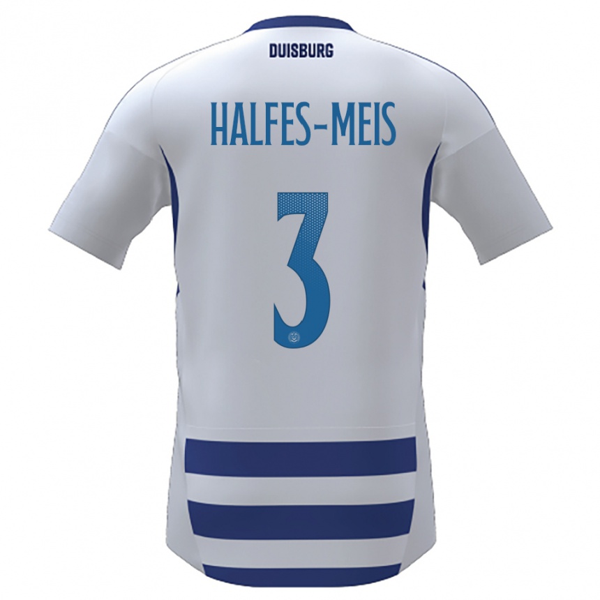 ילדים כדורגל Louis Halfes-Meis #3 לבן כחול ג'רזי ביתית 2025/26