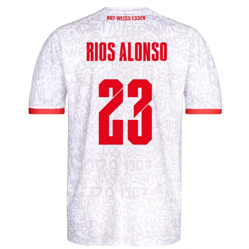 ילדים כדורגל חוסה-אנריק ריוס אלונסו #23 לבן אדום ג'רזי ביתית 2025/26