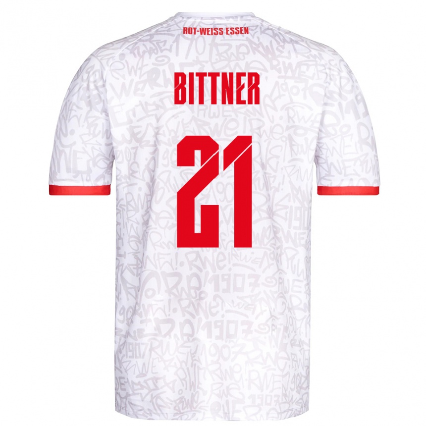 ילדים כדורגל Lucas Bittner #21 לבן אדום ג'רזי ביתית 2025/26