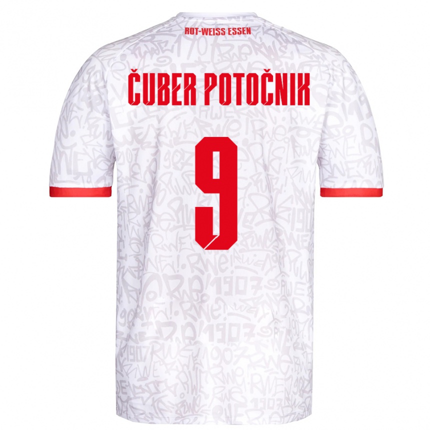 ילדים כדורגל Jaka Cuber Potocnik #9 לבן אדום ג'רזי ביתית 2025/26