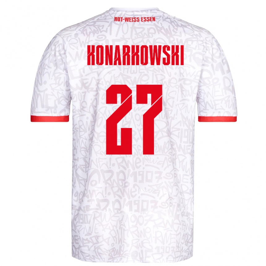 ילדים כדורגל Mirco Konarkowski #27 לבן אדום ג'רזי ביתית 2025/26