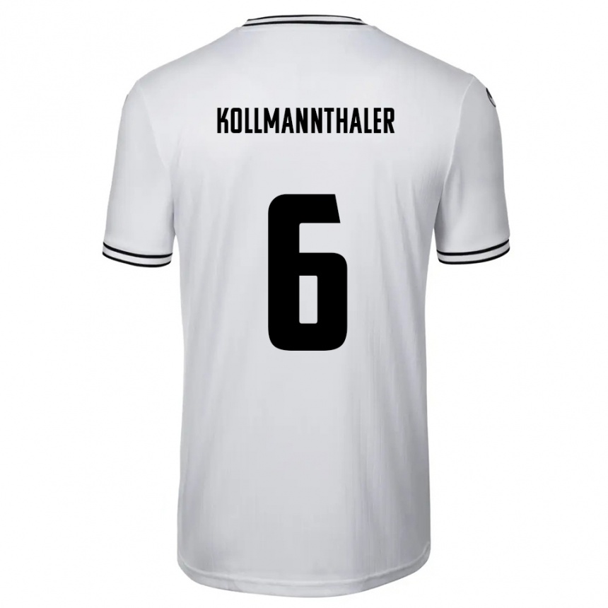 ילדים כדורגל Elischa Kollmannthaler #6 לבן שחור ג'רזי ביתית 2025/26