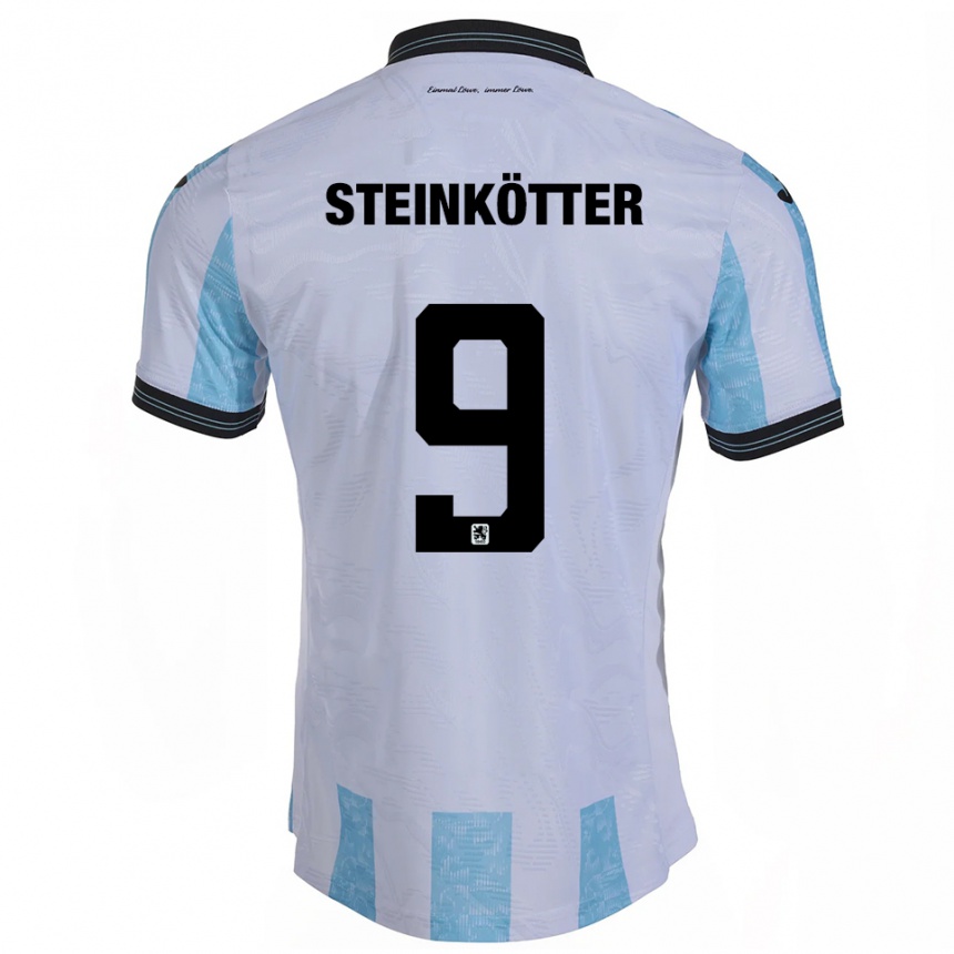 ילדים כדורגל Justin Steinkötter #9 לבן תכלת ג'רזי ביתית 2025/26