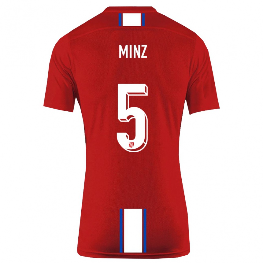 ילדים כדורגל דומיניק מינץ #5 אדום לבן ג'רזי ביתית 2025/26