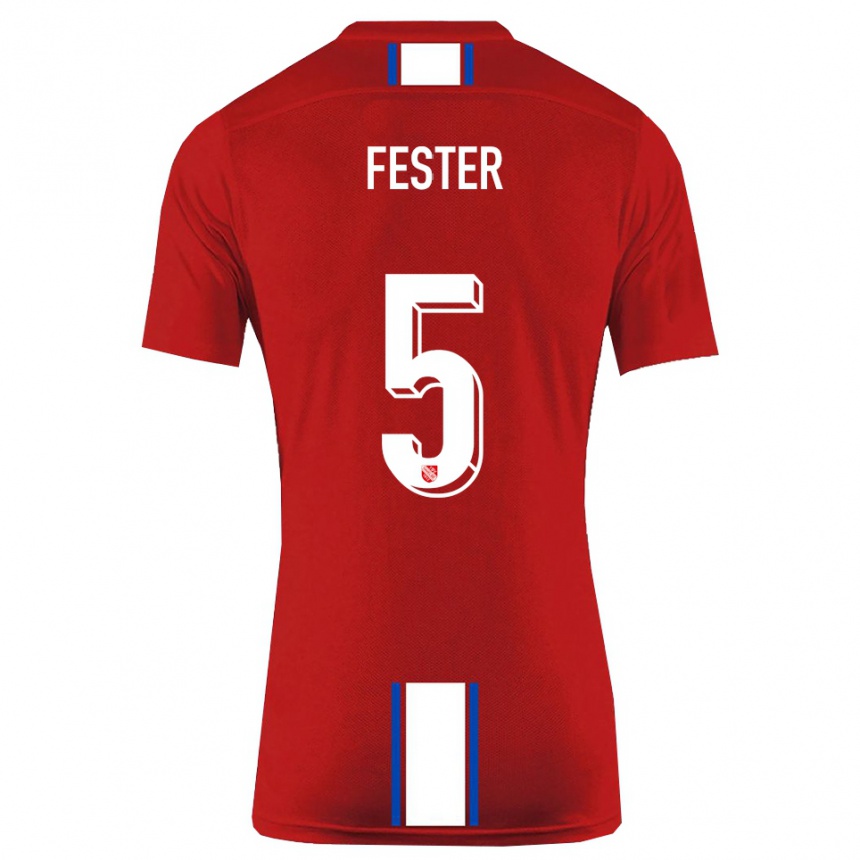 ילדים כדורגל לוקה פסטר #5 אדום לבן ג'רזי ביתית 2025/26