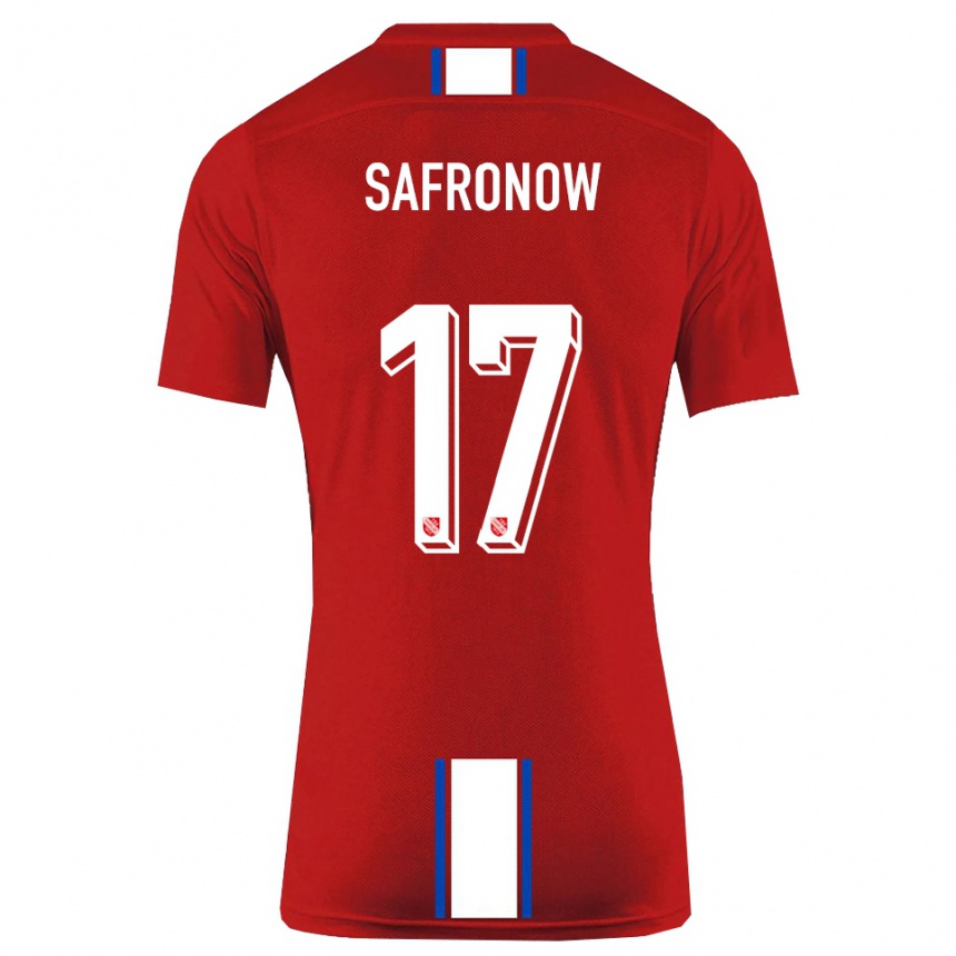 ילדים כדורגל Maxim Safronow #17 אדום לבן ג'רזי ביתית 2025/26