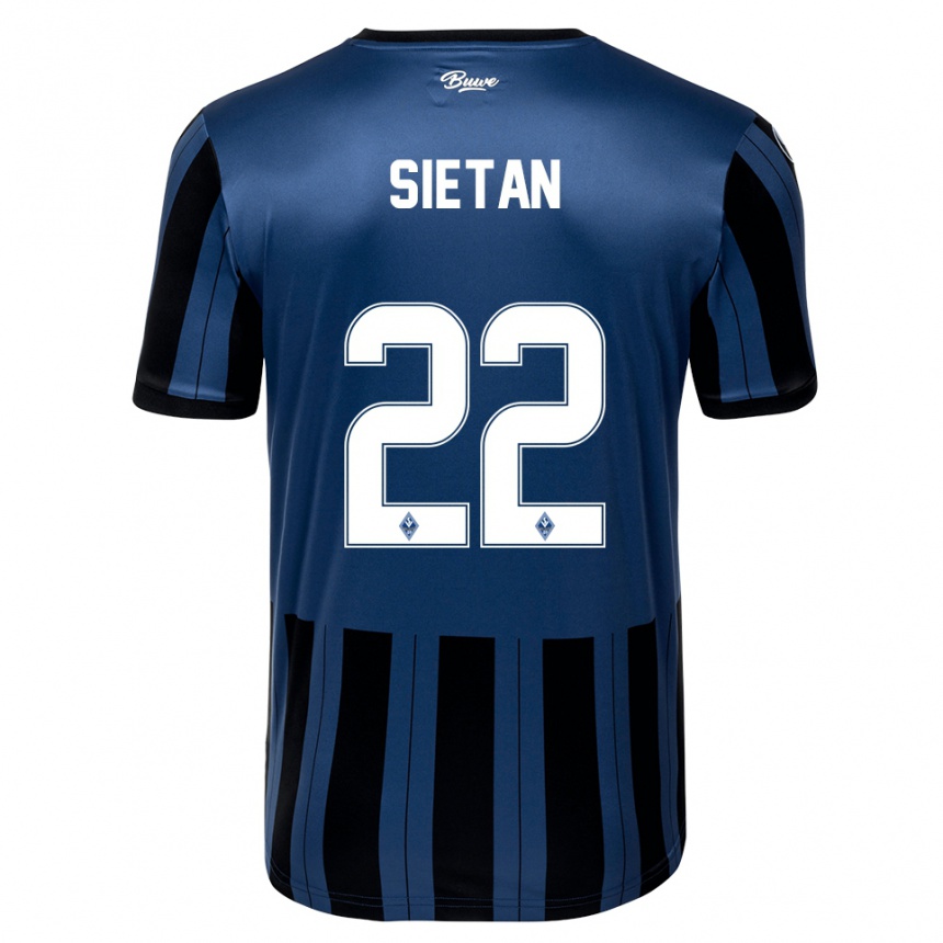 ילדים כדורגל Janne Sietan #22 כחול אפור שחור ג'רזי ביתית 2025/26