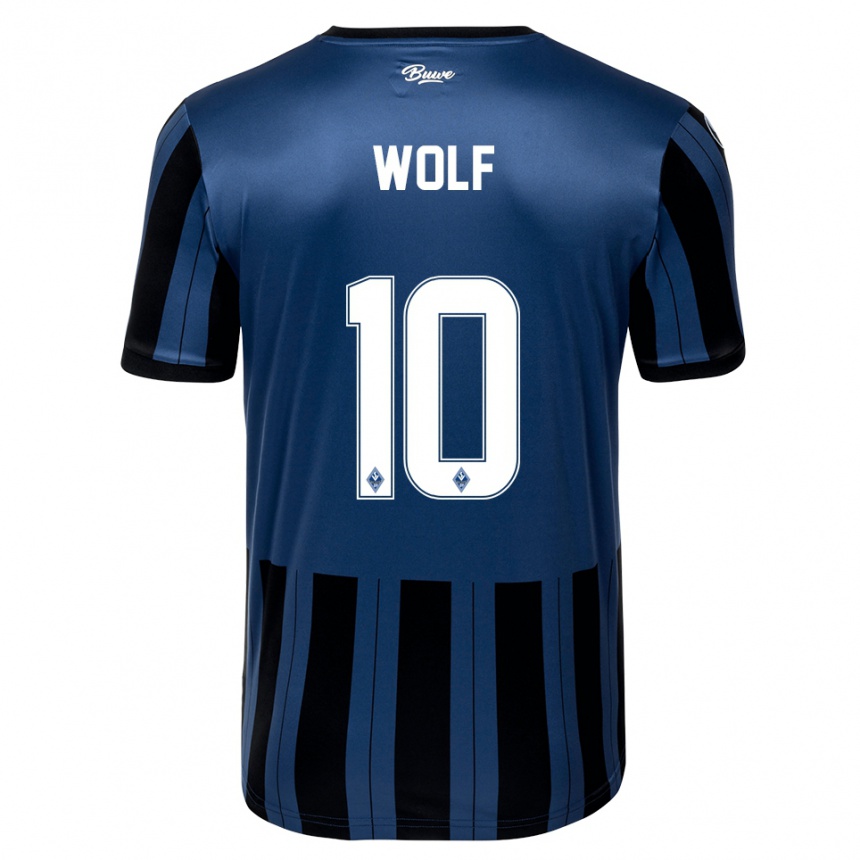 ילדים כדורגל Elias Wolf #10 כחול אפור שחור ג'רזי ביתית 2025/26