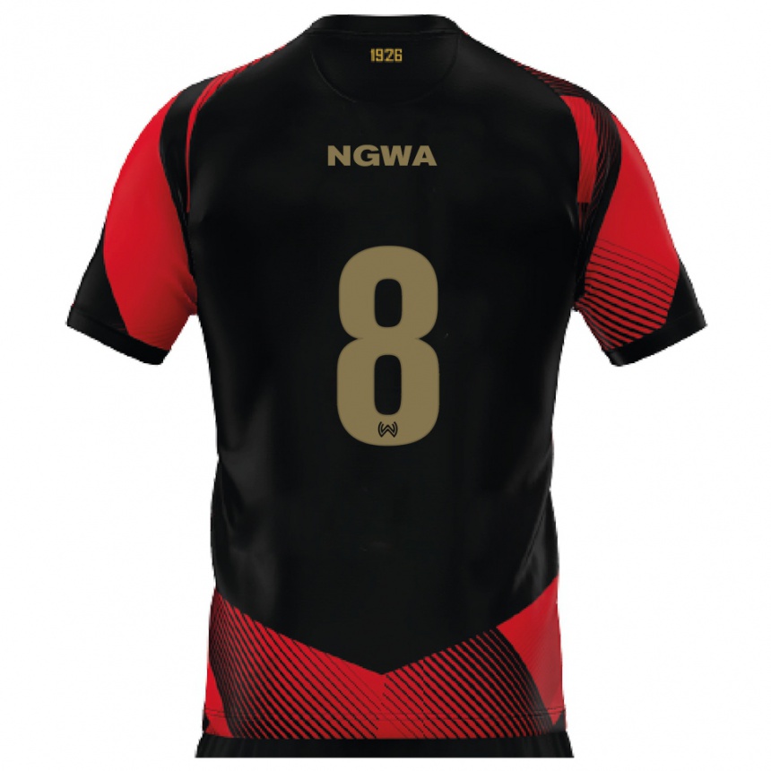 ילדים כדורגל Jermaine Ngwa #8 שחור אדום ג'רזי ביתית 2025/26