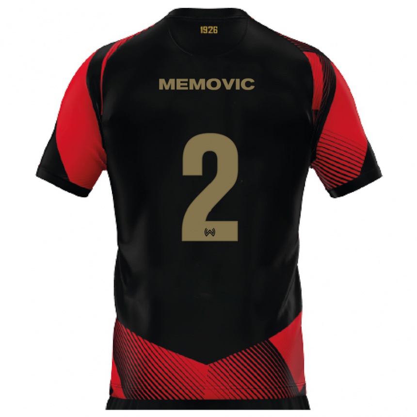 ילדים כדורגל Daris Memovic #2 שחור אדום ג'רזי ביתית 2025/26