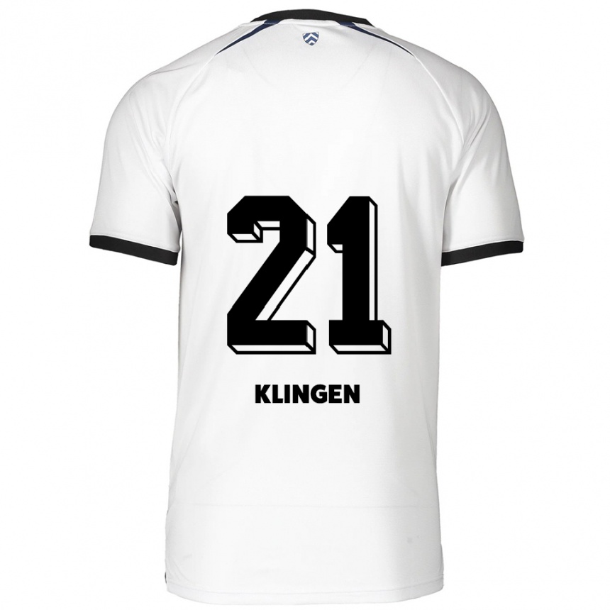 ילדים כדורגל Emelie Klingen #21 לבן שחור הרחק ג'רזי 2025/26