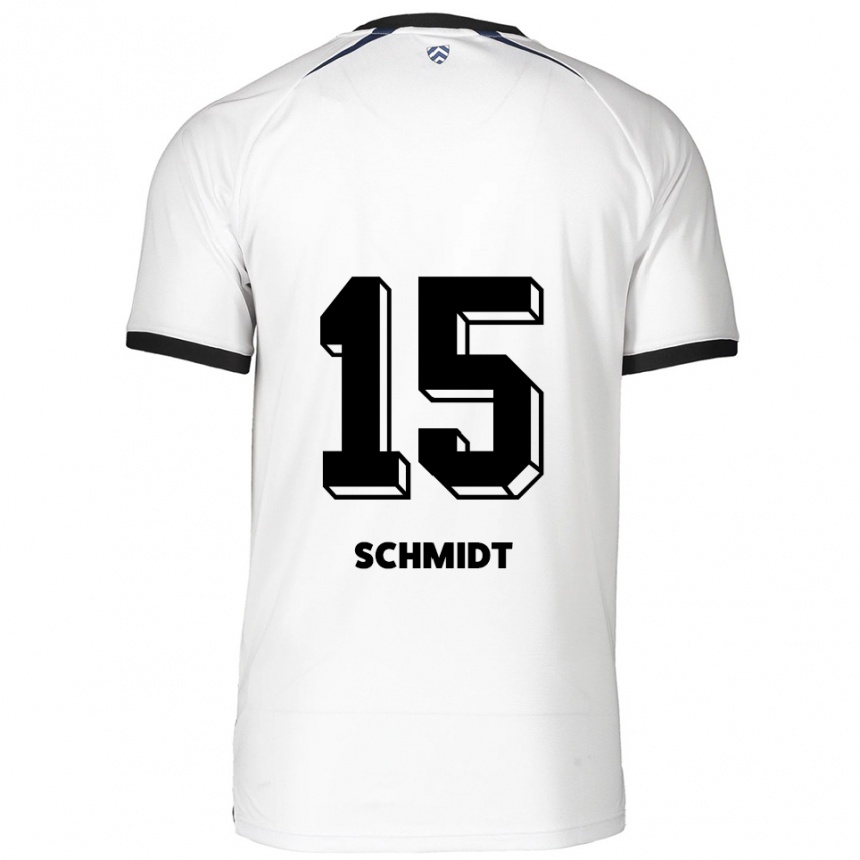 ילדים כדורגל Pia Schmidt #15 לבן שחור הרחק ג'רזי 2025/26