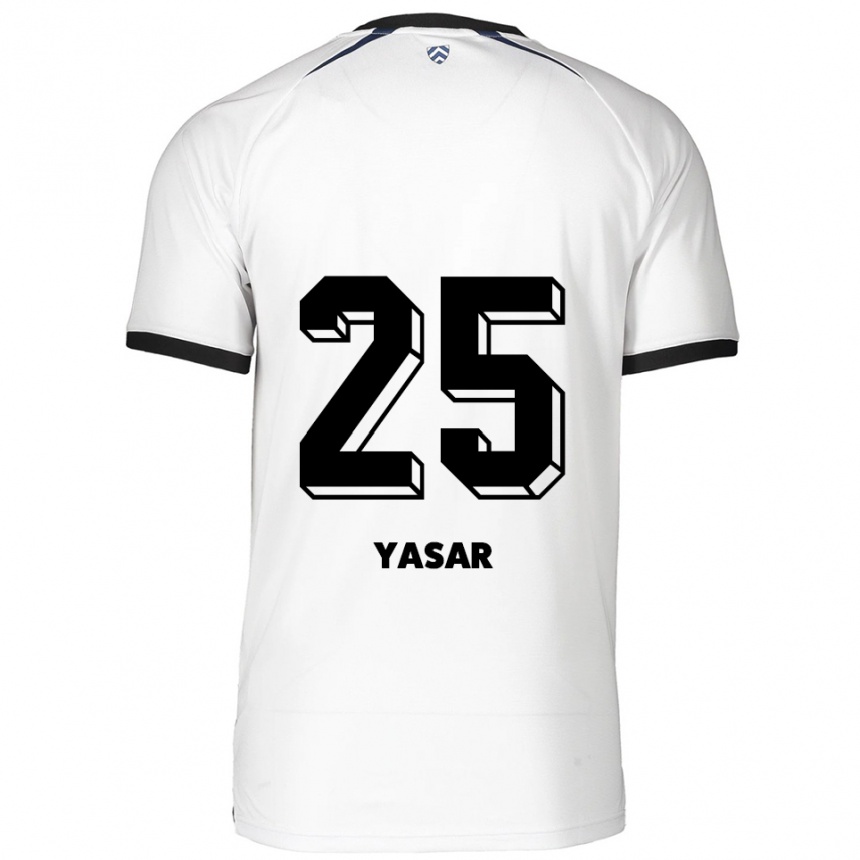 ילדים כדורגל Eyyüb Yasar #25 לבן שחור הרחק ג'רזי 2025/26