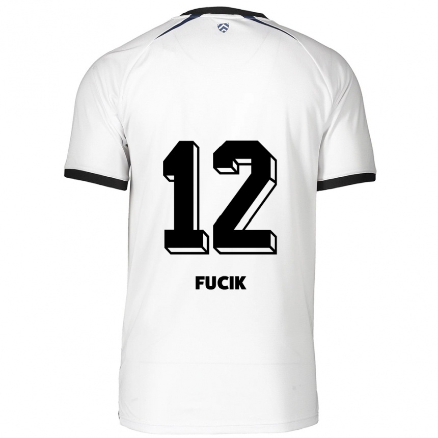 ילדים כדורגל Miles Fucik #12 לבן שחור הרחק ג'רזי 2025/26